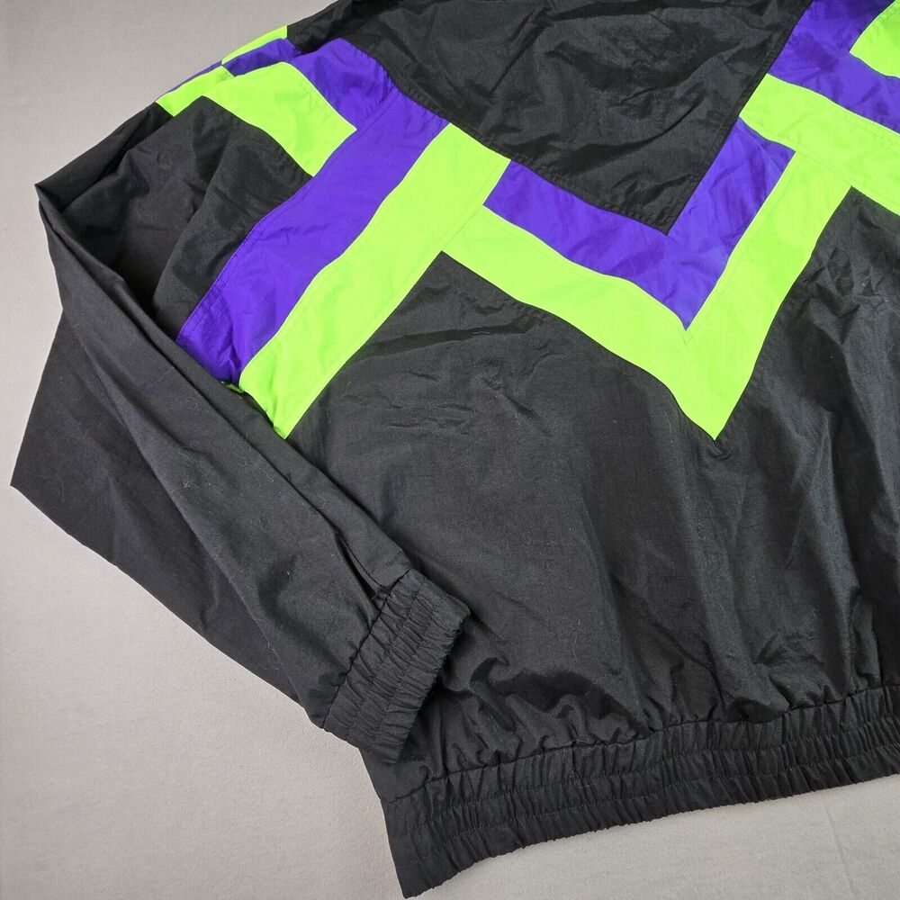 Vintage Windbreaker Men's L Color Block Neon 80s 90s Pacific Grove Sportswear - Picture 16 of 16
